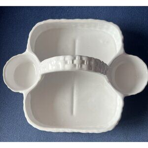 Neuwirth White Ceramic Serving Tray Lattice Basket Pattern Portugal Kitchen Dine